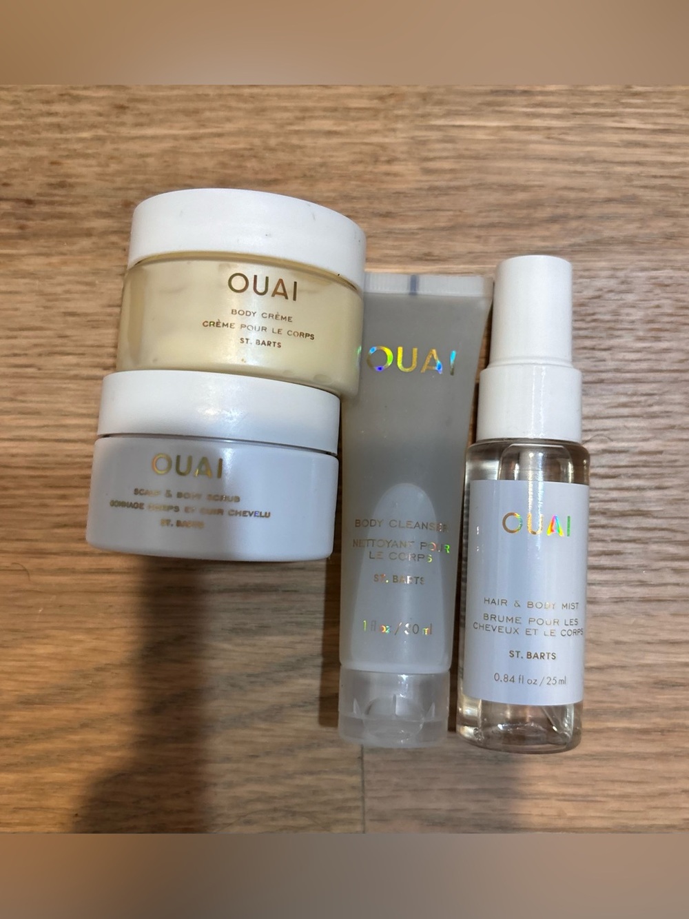 OUAI St. Barts Travel Set Body Cleanser Cream Mist Tropical Scent NEW